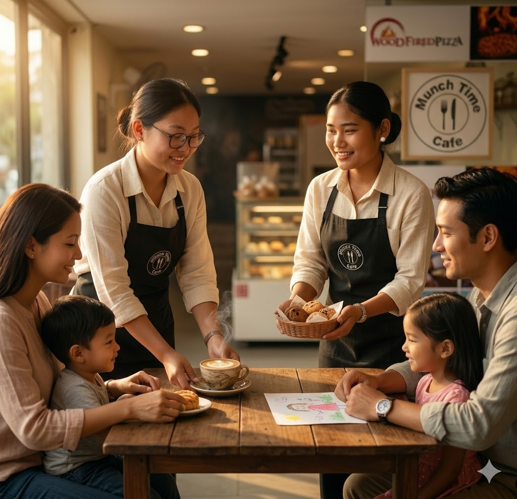 Dine and Deliver at Munch Time Cafe in Chitwan Bharatpur serving fresh food handcrafted desserts coffee and wood fired pizza for cafe dining and delivery