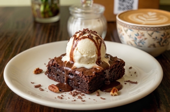 Hot Brownie with Ice Cream